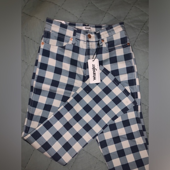 Wrangler Wrock Gingham Jeans 672 High Rise Kick Flare 27 NWT checkered - Picture 3 of 8